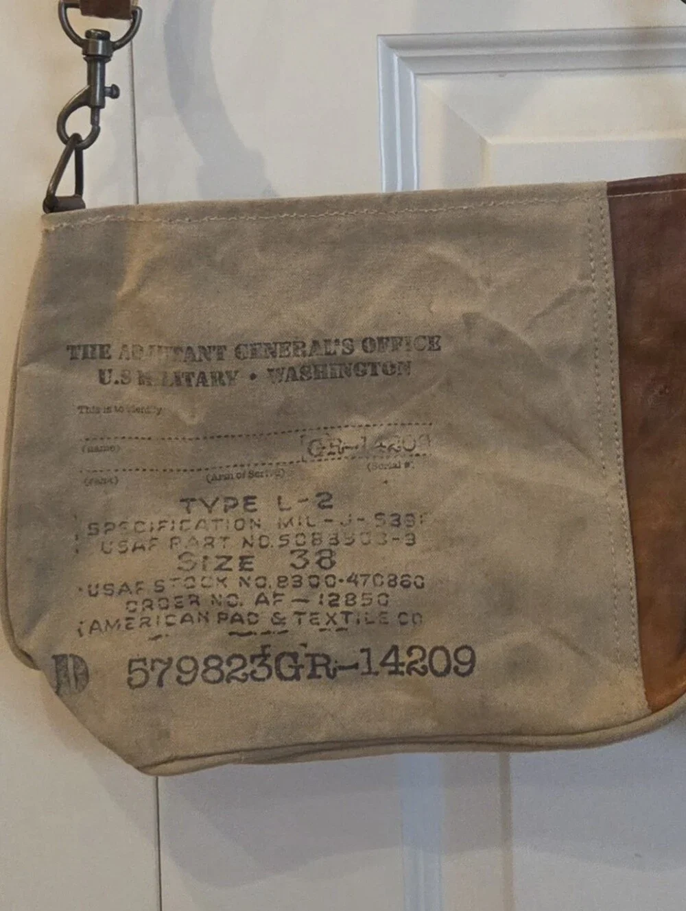 Clea Ray Canvas and Leather Crossbody Messenger Bag - Tan/Brown